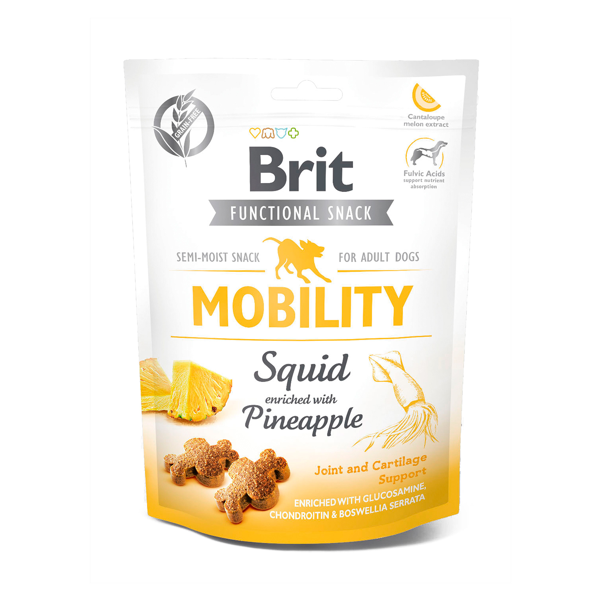 Ласощі для собак Brit Care Mobility кальмар з ананасом, 150 г