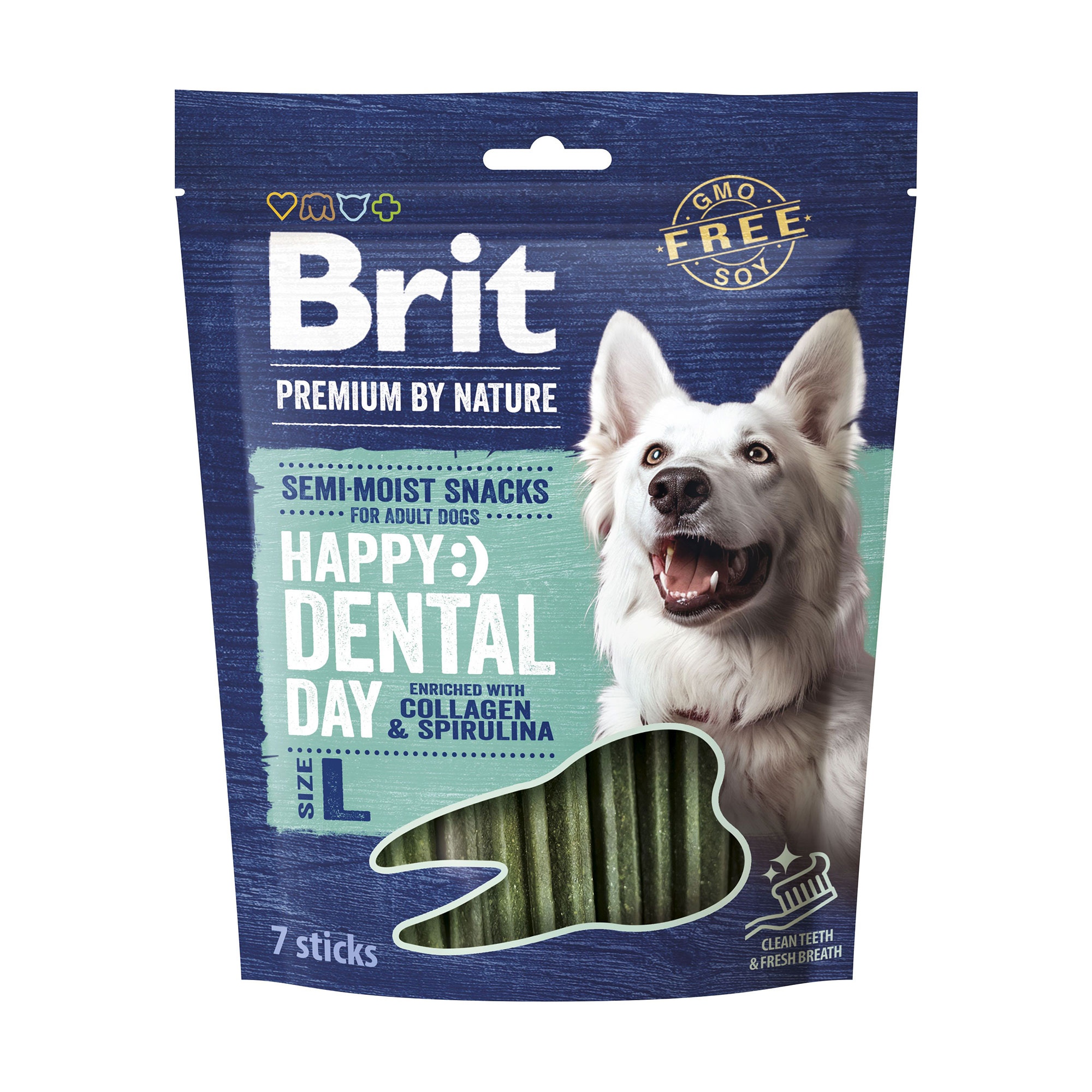 Ласощі для собак великих порід Brit Premium Dental Snacks L з колагеном та спіруліною, 250 г
